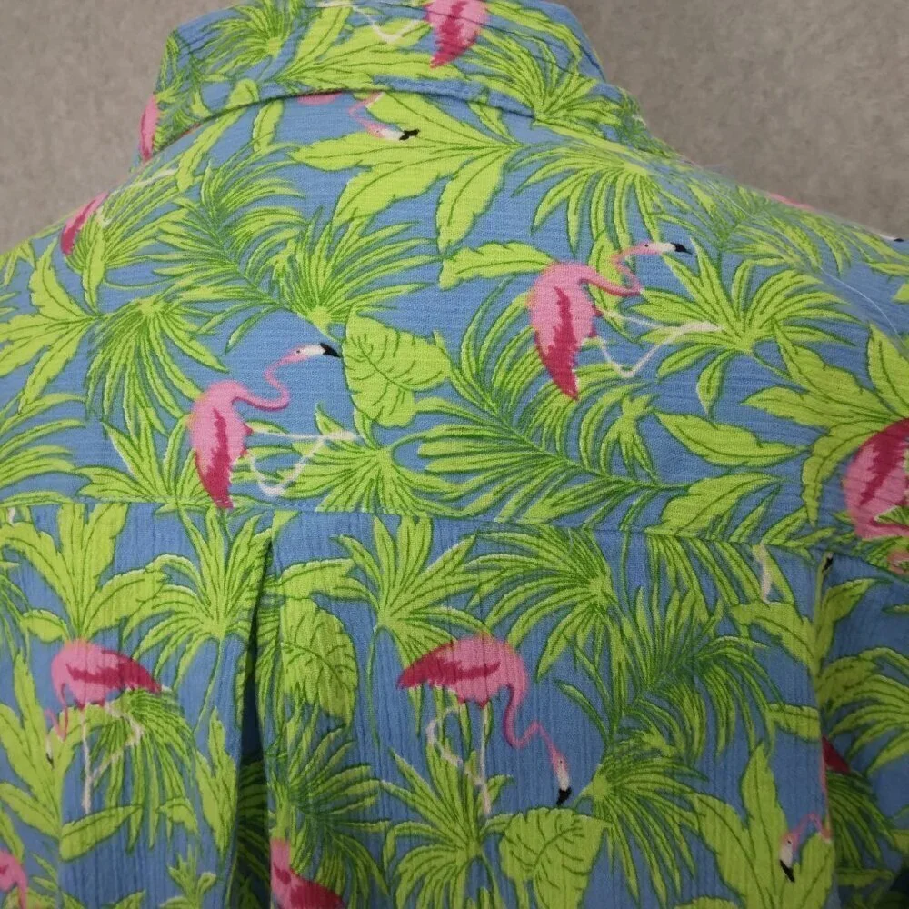 Appleseed's | Tropical Flamingo Crinkle Cotton Shirt | Size S - Picture 5 of 8